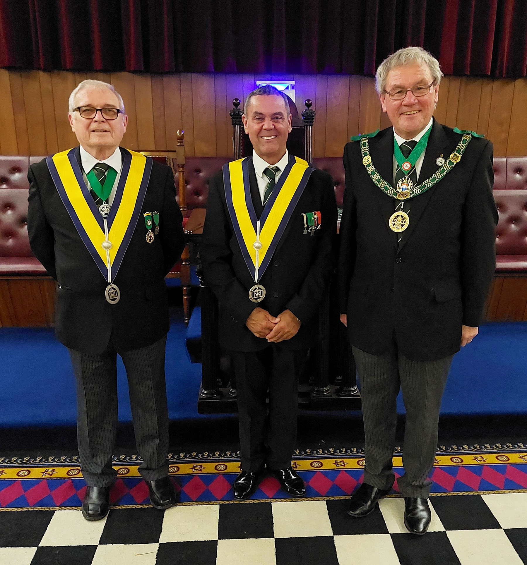 Bro. Nick Baker with W.Bro. Derek Wilkins (W.M.) and the D.G.P.