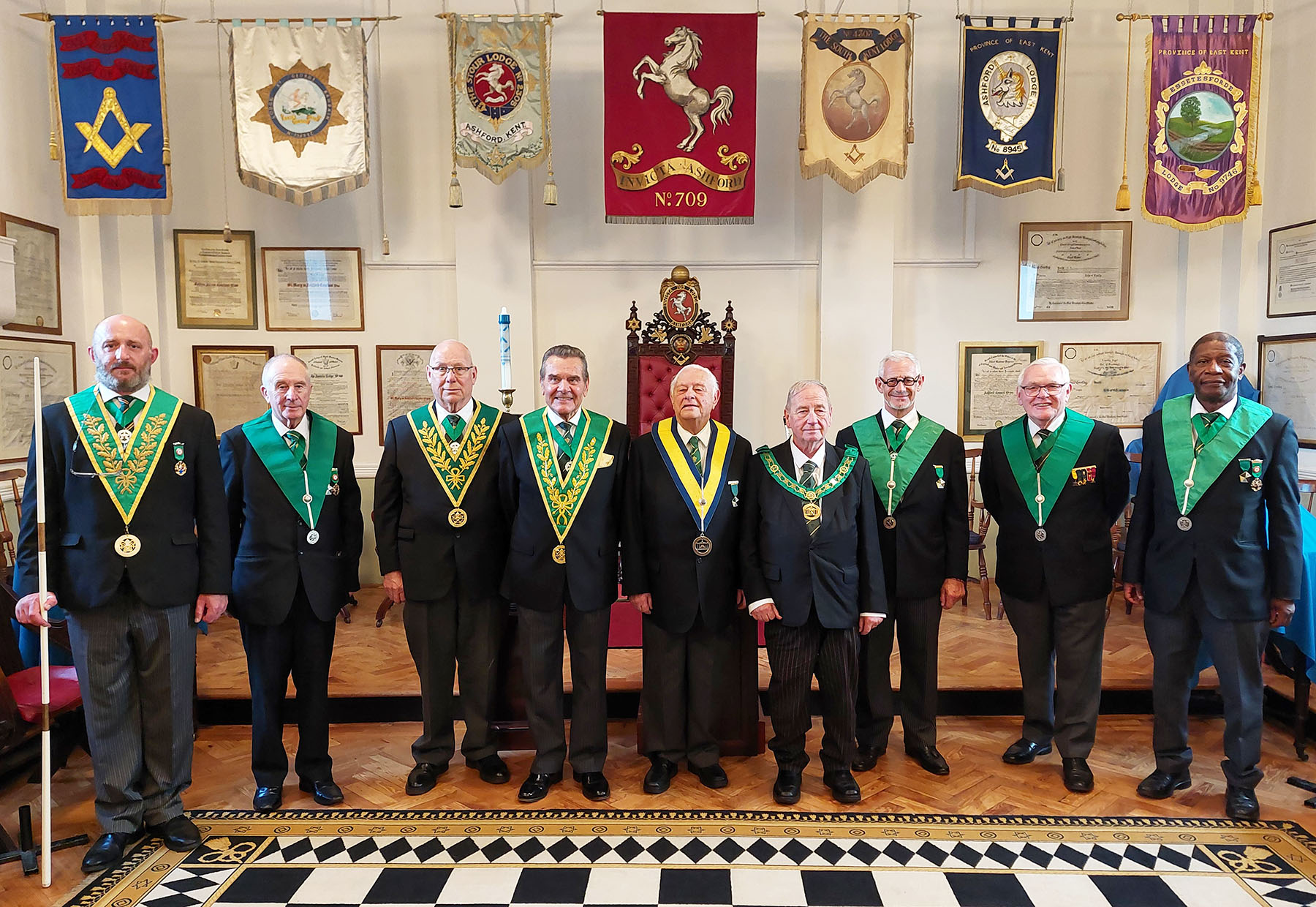 Members of the Escort with the installing Master and the newly installed Master