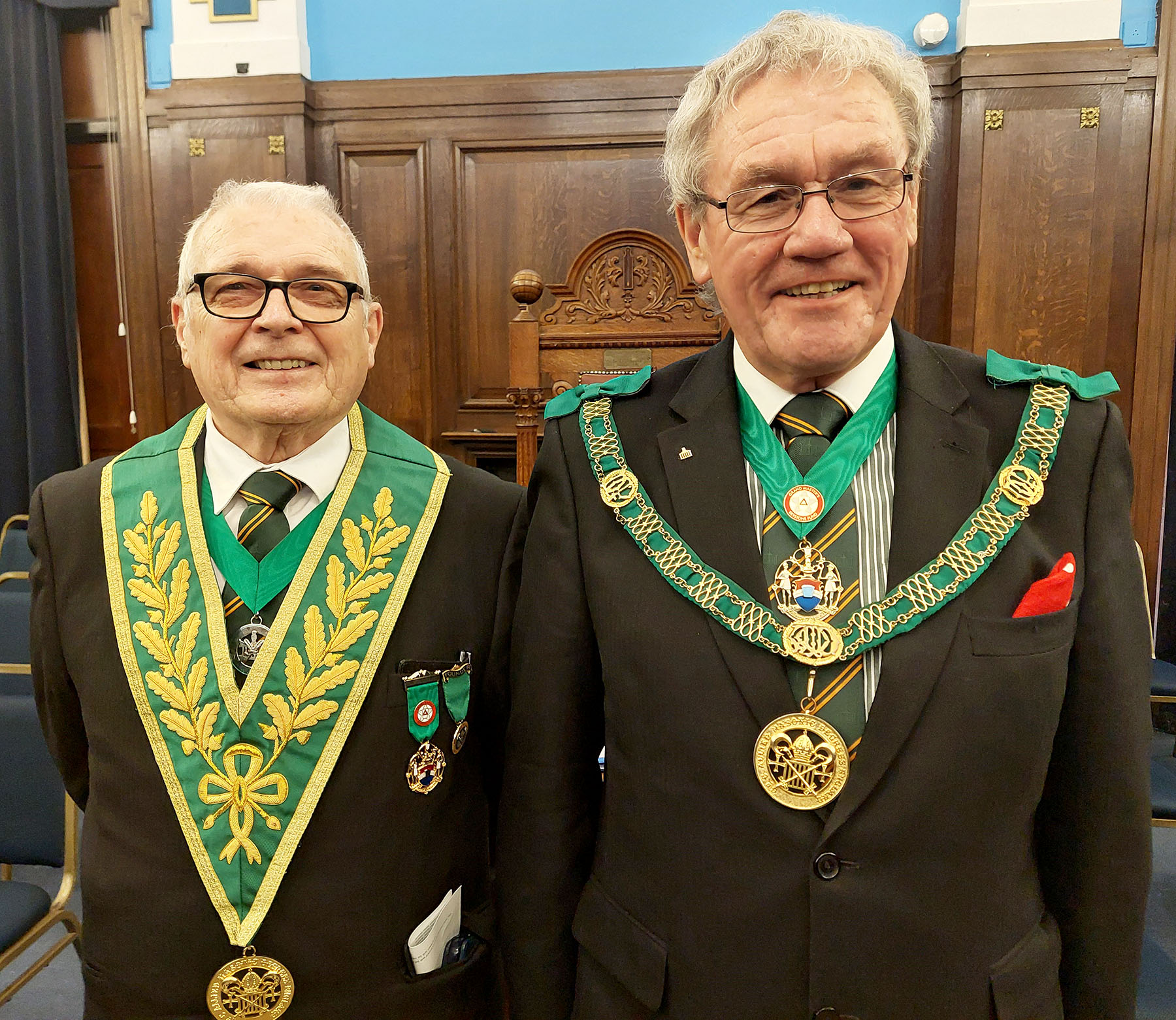 R.W.Bro. Brian Ward and W.Bro. Derek Wilkins ready for the start of the meeting