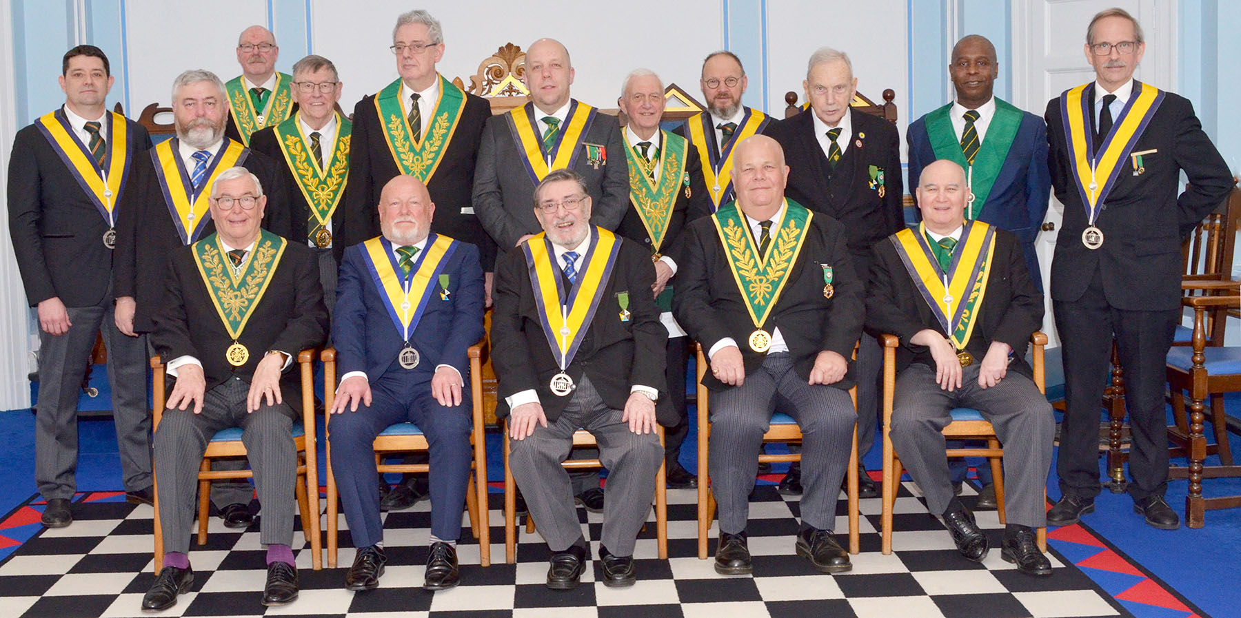 The Worshipful Master of the Hartley Council W. Bro. Denis Babbington-Callnon with the Brethren and vistors