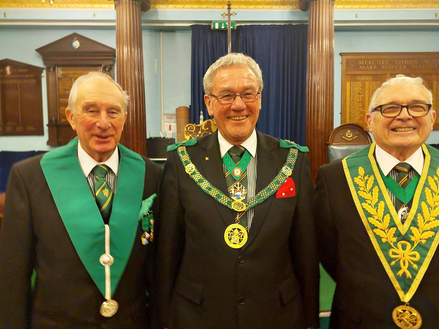 The contingent from Kent, Bro. Peter Hayler, R.W.Bro. Brian Ward and W.Bro. Derek Wilkins