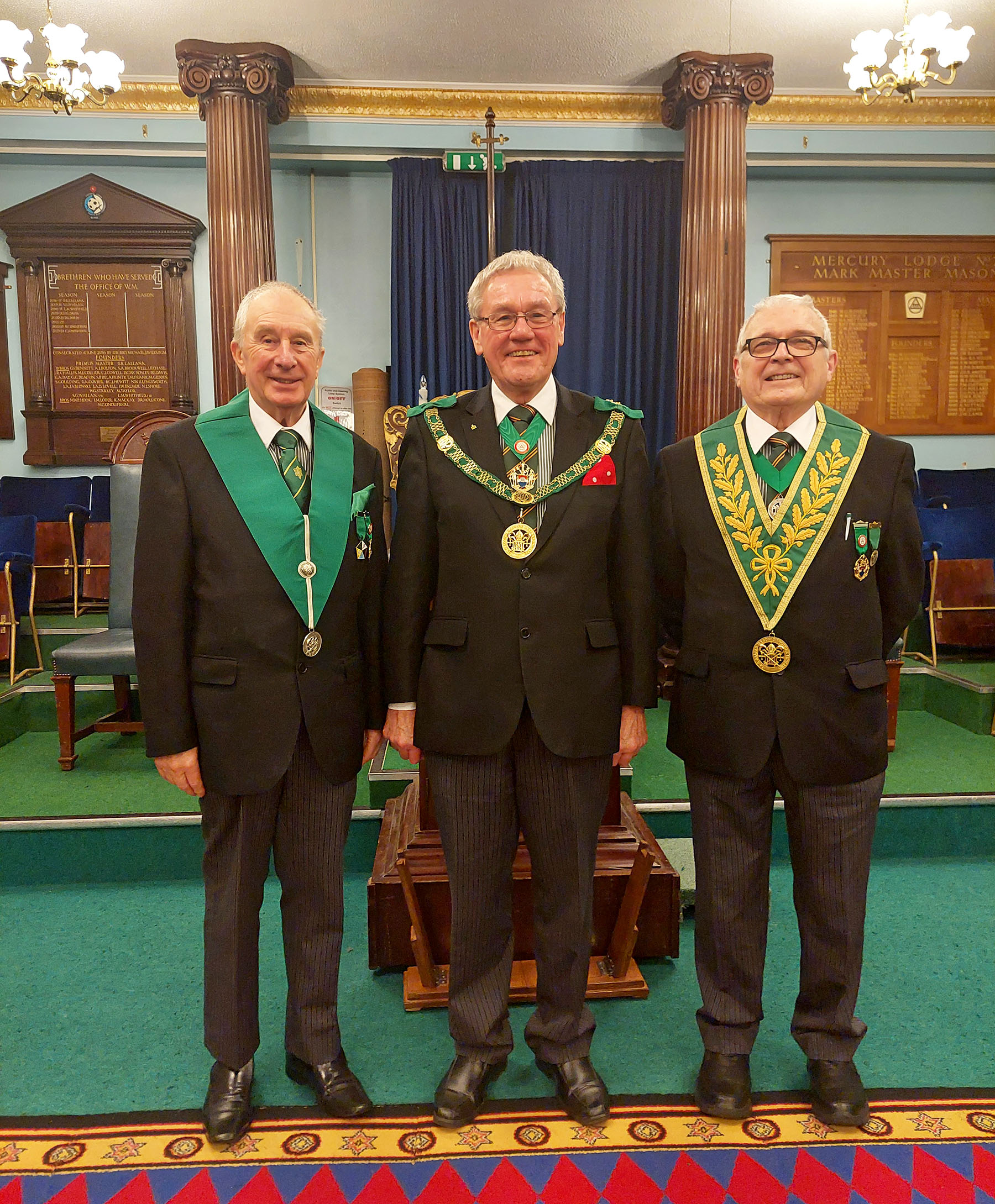 On tramp from Kent, Bro. Peter Hayler, R.W.Bro. Brian Ward and W.Bro. Derek Wilkins