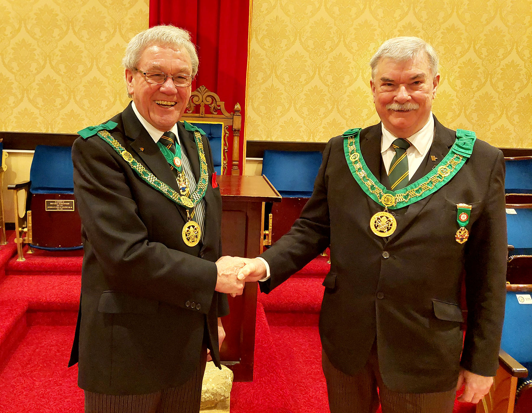 R.W.Bro. Danny Guy welcomes R.W.Bro. Brian Ward to his District meeting