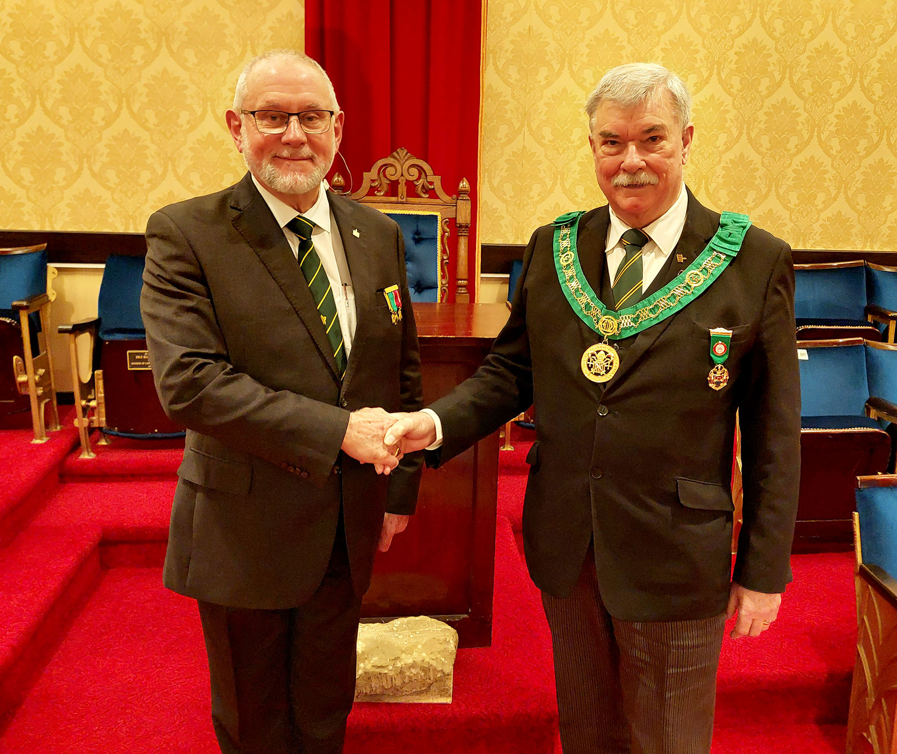 R.W.Bro. Danny Guy welcomes Bro. Peter Lapage to the District