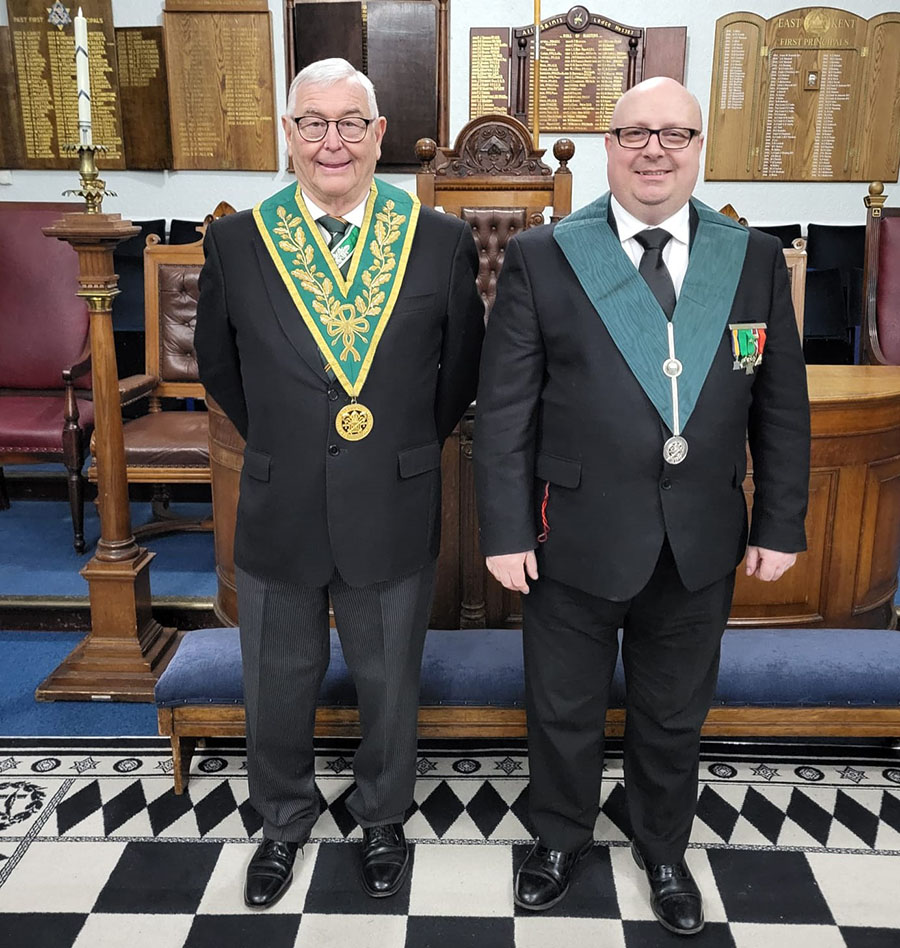 The Worshipful Master W.Bro. Christian Doll welcomes the Deputy District Grand Prefect. W.Bro. Geoff Whale