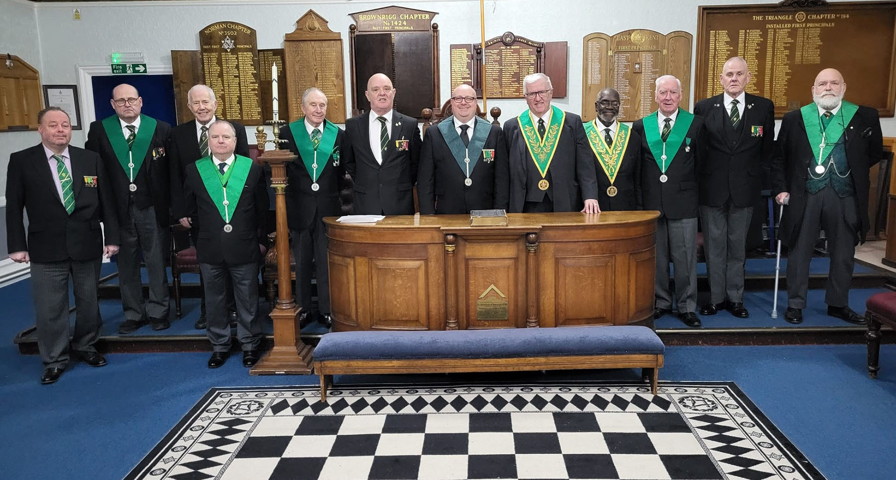 The Worshipful Master W.Bro. Christian Doll with his Officers and Guests
